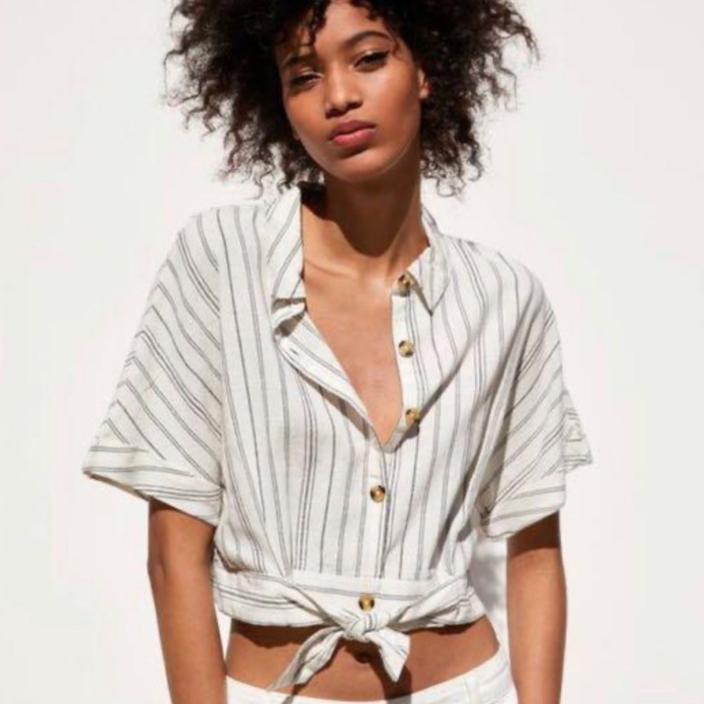 ZARA linen crop top
